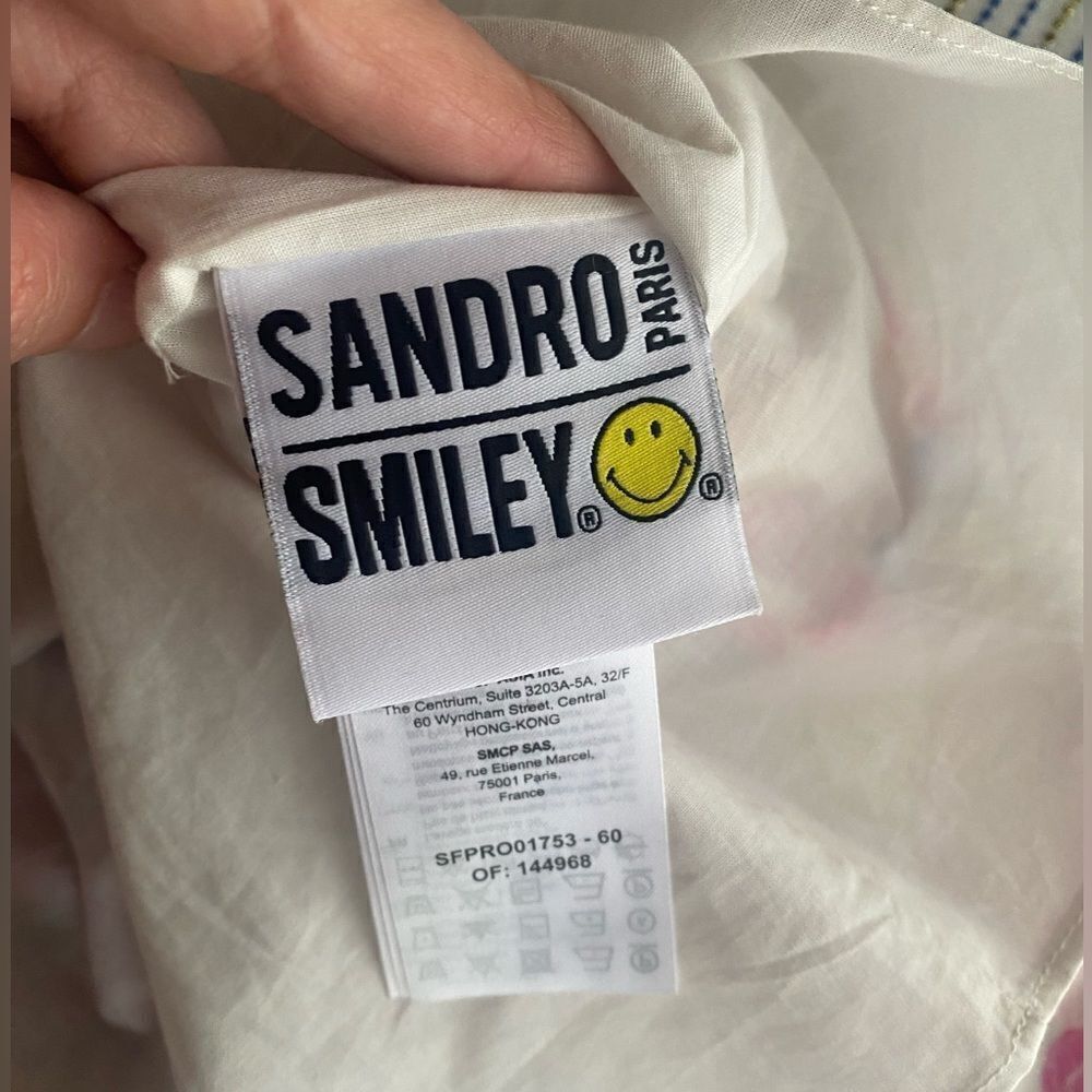 Sandro París Smiley Mini Dress Multicolored Short Sleeve Sz 34 US XS NWT - Picture 11 of 16